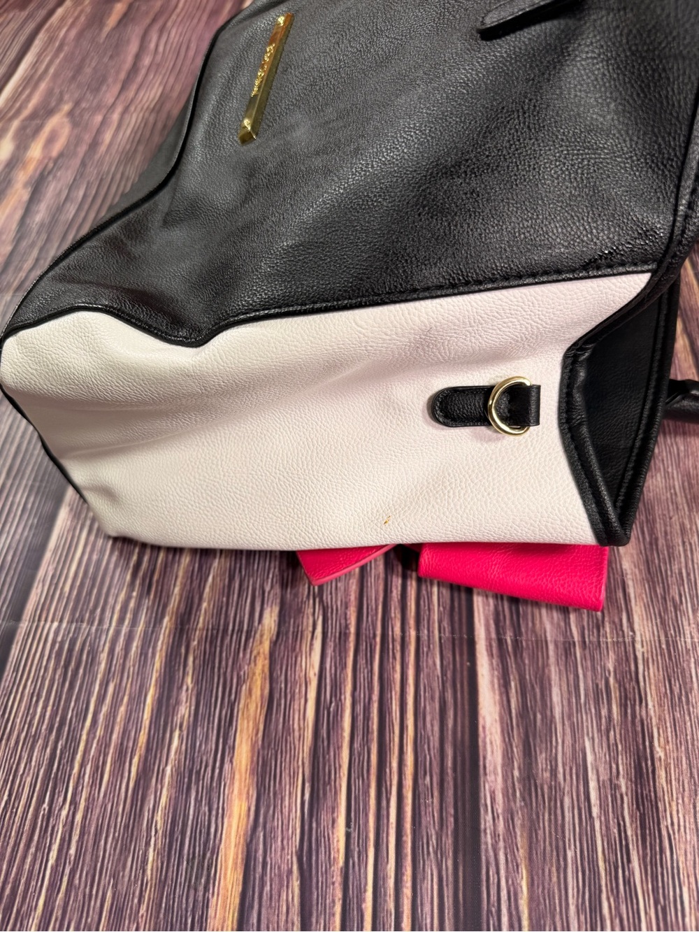 Betsey Johnson Black White Handbag Big Pink Bow‎ & Stripped Tablet Case Bag - Picture 7 of 16